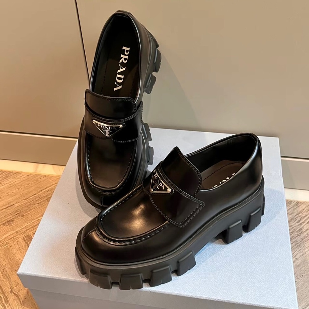 Prada Women's Black Chunky Loafers - Picture 5 of 6